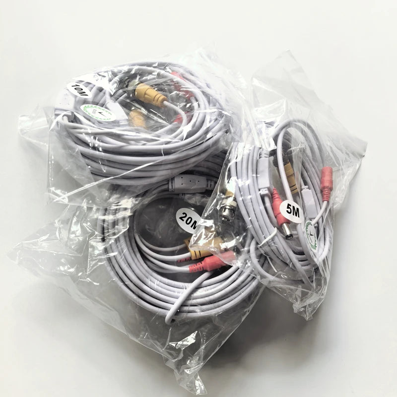 2-in-1 BNC + DC Power Video Extension Cable 5M/10M/20M/30M BNC Cable White Color for AHD CCTV Camera DVR Systems Security