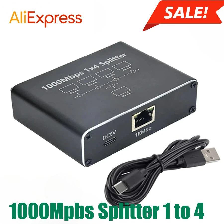 Gigabit Ethernet Splitter 1 To 2/3/4 1000Mbps RJ45 LAN Internet Splitter for PC Laptop Nintendo Switch Router TV Box Digital TV