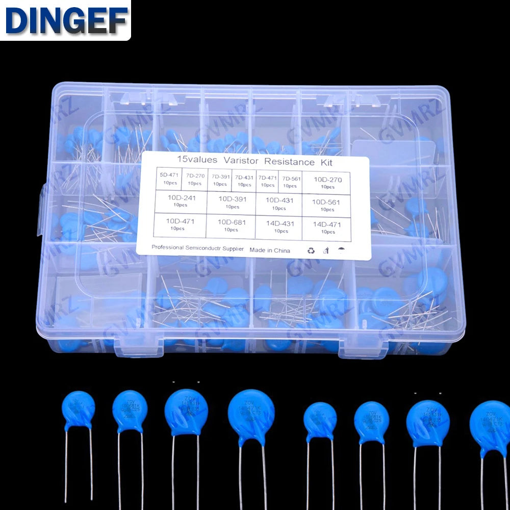 15Values Varistors 150PCS 10D471 10D681 14D431 5D471 7D270 7D391 7D431 7D471 7D561 10D270 10D241 10D391 10D431 10D561