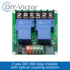 1/2/4 channel relay module 30A with optocoupler isolation 5V 12V 24V supports high and low Triger trigger DC30V/30A AC250V/10A