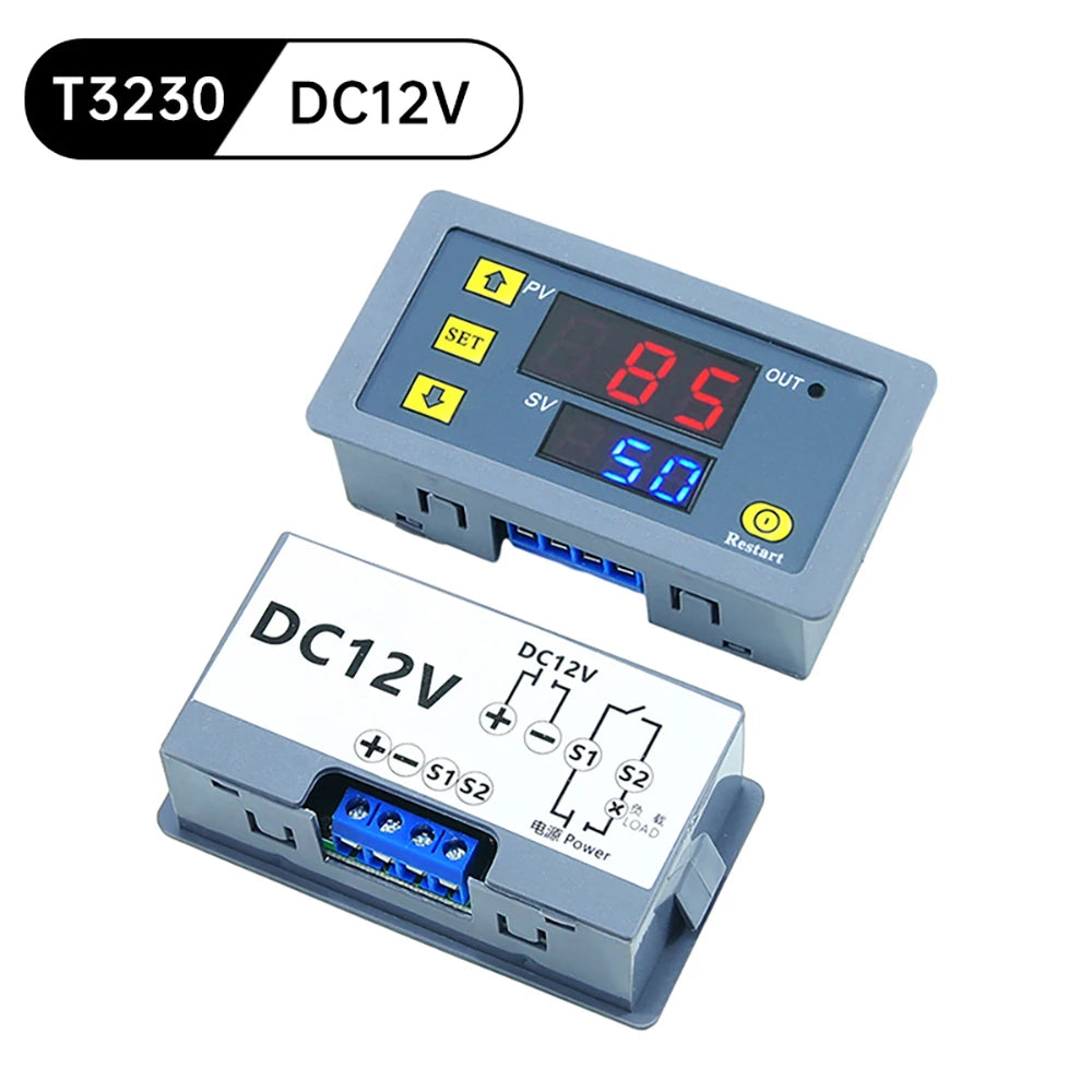 T3230 AC 110-220V DC 12V 24V Digital Delay Relay LED Display Cycle Timer Control Switch Adjustable Timing Delay Relay Switch