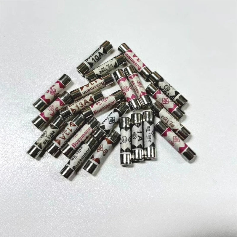 10Pcs BS1362 British Plug Fuse 3A 5A 10A 13A 2A 1A 20A 15A 6X25 Ceramic Tube Fuse British Domestic House Hold Mains Plug  Cartri