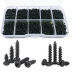300Pcs M2 Black Phillips Pan Head Self Tapping Screws Assortment Kit, Carbon Steel Round Head Screws Set