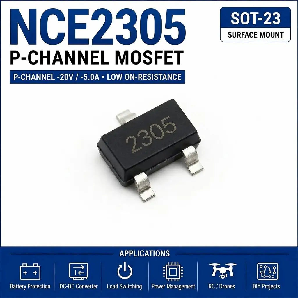(100 pcs) NCE2305 SOT-23 (Marking 2305) - P-Channel MOSFET -20V -4.1A 45mΩ
