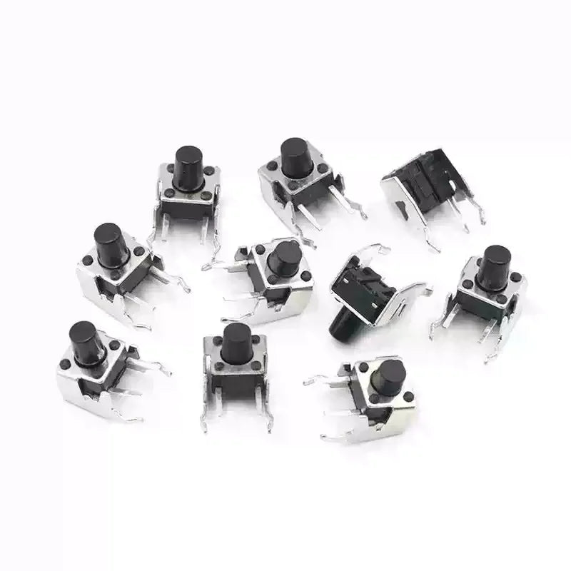 80PCS/Lot 6x6mm Right Angle Tactile Switch SMD Side Mount Push Button PCB Tact Switch with Stent 4.3-12mm with Box
