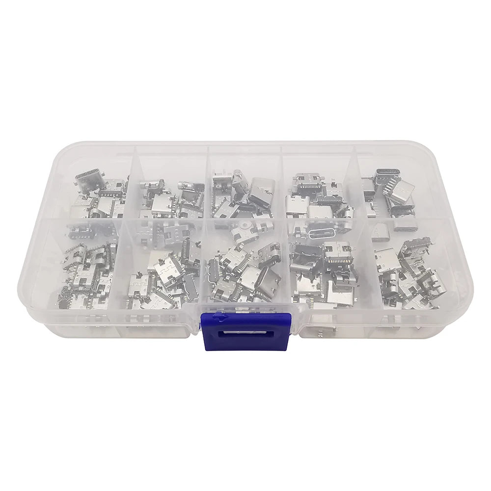 80/100Pcs Type C USB Charging Jack Welding Connectors 2Pin 6Pin 16Pin USB-C Socket For Mobile Phone PCB DIY Repair Kits
