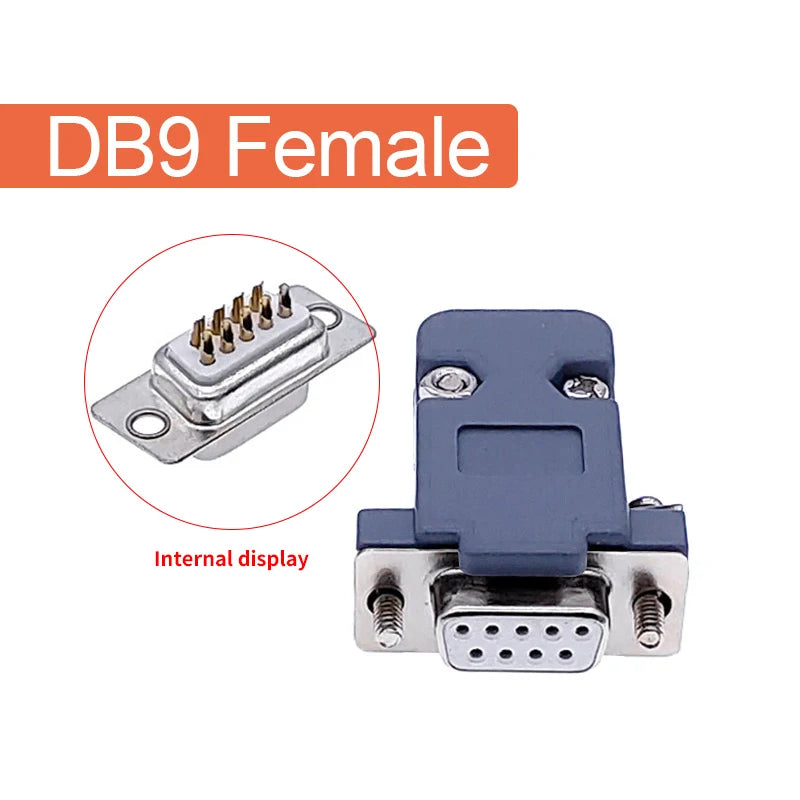 DB9 serial adapter connector Plug D type RS232 COM 9 pin hole port socket female&Male Screw installation + shell DP9