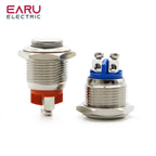 16/19mm 1NO 1NC Flat Head Waterproof Momentary Reset Metal Push Button Switch Screw Terminal Car Engine Doorbell PC Power Switch