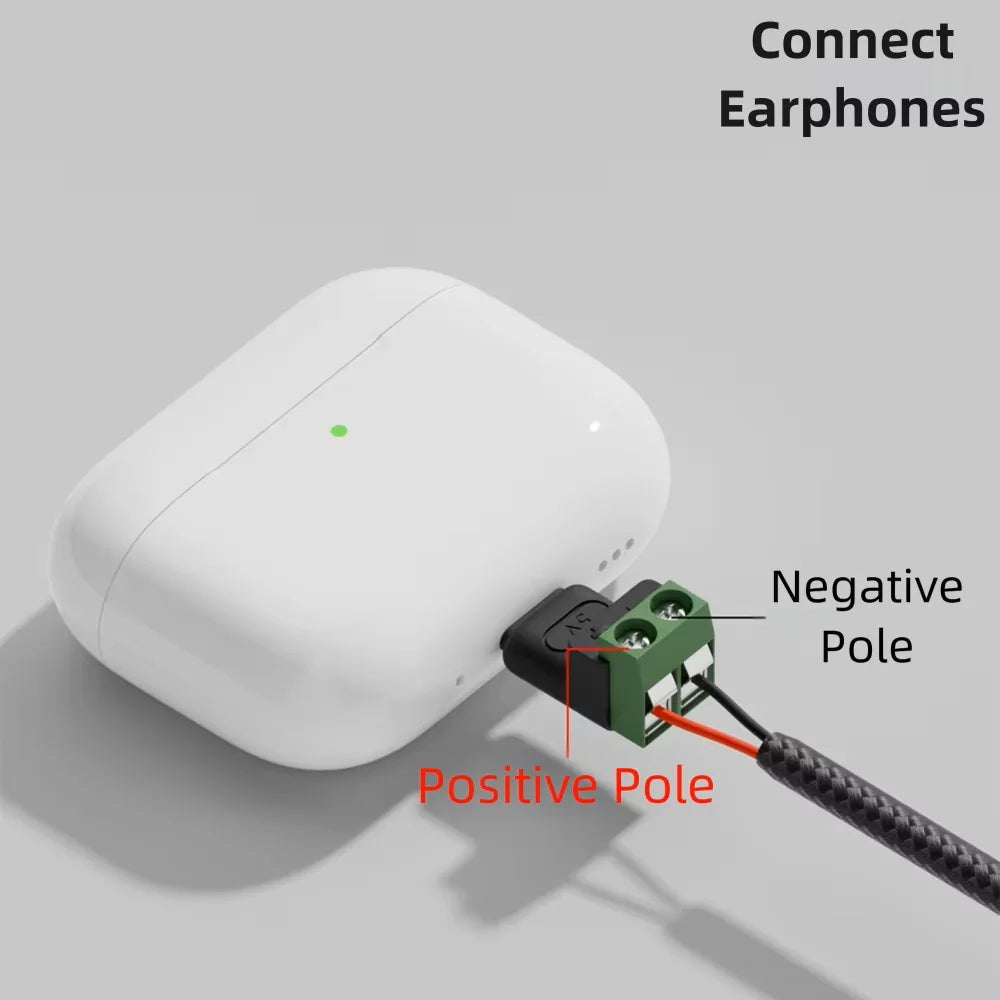 Type C/Micro Female To 2 Pin Terminal Block Solderless Charging Connector 5V USB C Screw Terminal Solderless Plug OTG Adapter