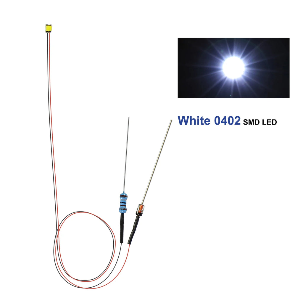 Evemodel 10pcs Pre-wired 0402 0603 0805 SMD LED Lights 50cm Wire with Resistor for 12V AC DC Bright Warm Red Blue Green Yellow