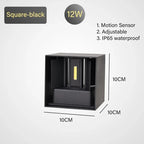 Motion Sensor Outdoor LED Wall Light LED Wall Sconce Square Waterproof IP65 Porch Garden Wall Lamp Exterior Lighting Fixture