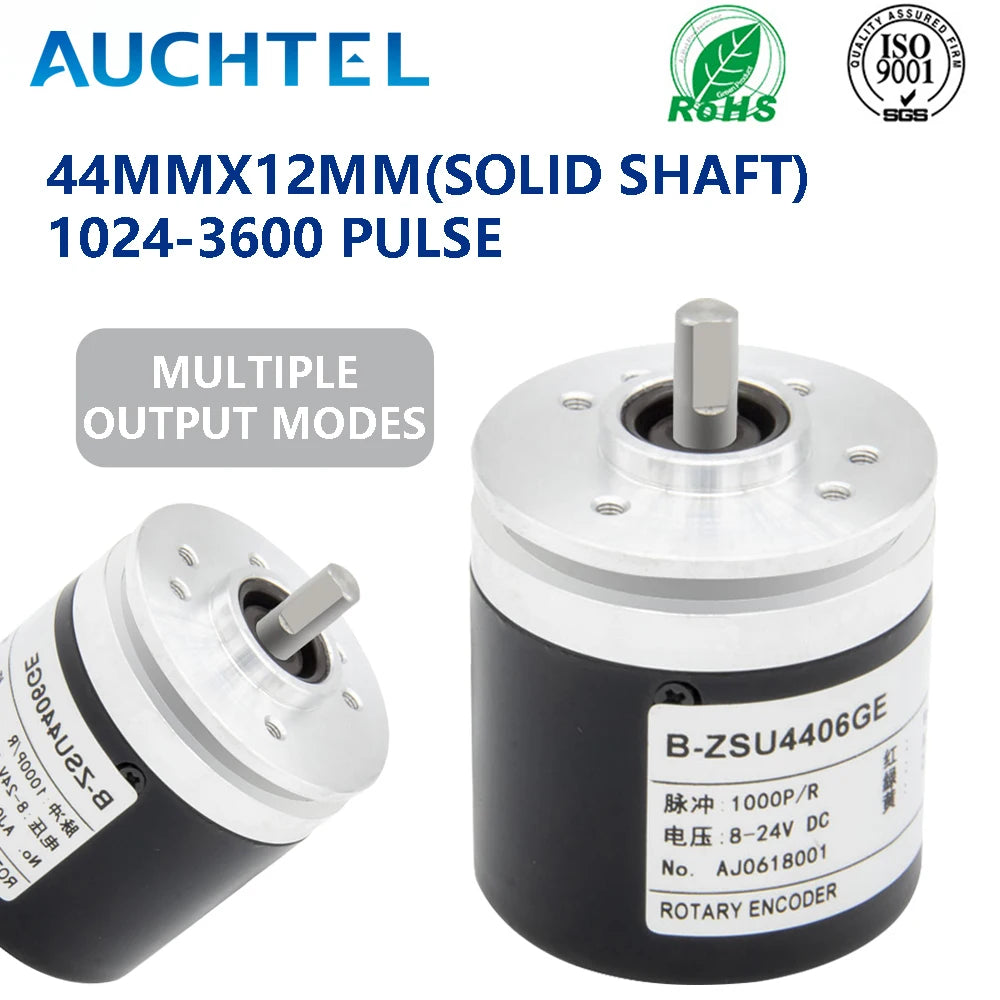 AUCHTEL 44mm IP67 Incremental Encoder 6mm Shaft Rotary Switch AB 2 Phases 10-1024-2500-3600 360 400 500 PPR 5-24VDC