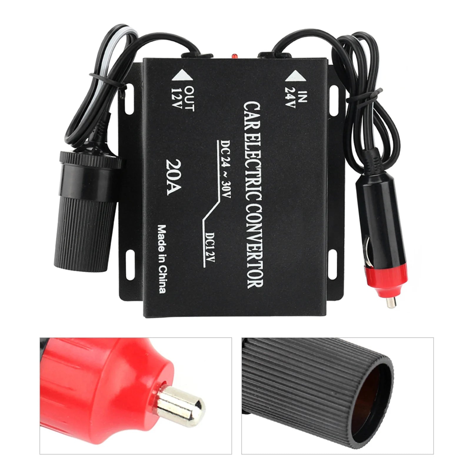 DC-DC Converter Step Down Power Supply 20A Car Power Supply Converter Step Down Transformer 24V To 12V Cigarette Lighter Type