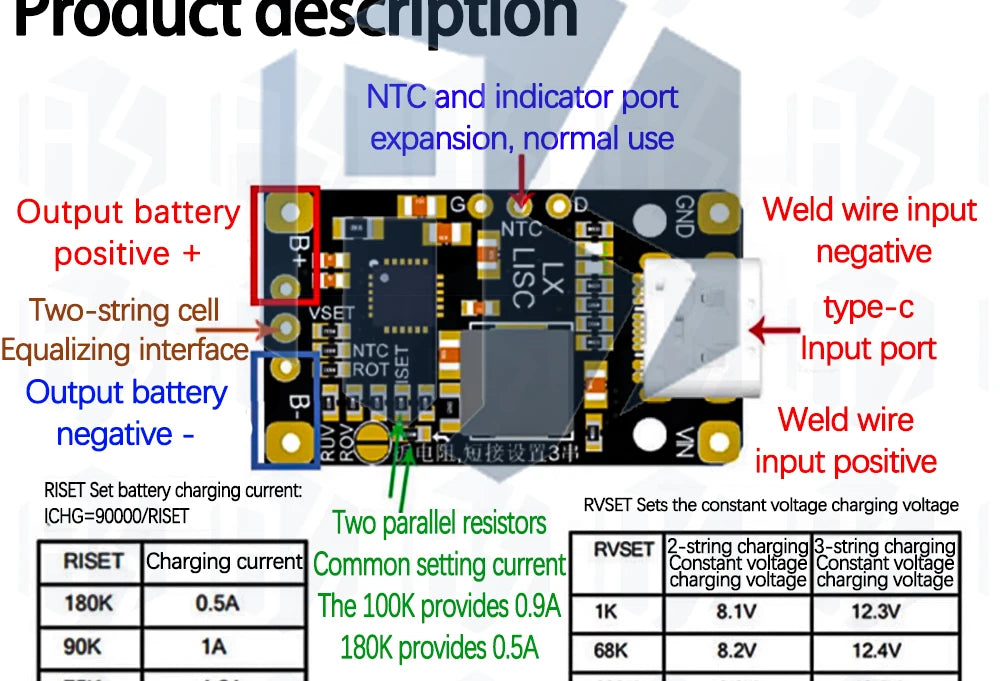Lithium Battery Charging Boost Module with Balanced Support, Fast Charge with Indicator, 2S, 3S, Type-C BMS, 15W, 8.4V, 12.6V,