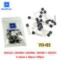 100PCS Transistors Kit 2N2222 2N3904 2N3906 2N5401 2N5551 NPN PNP Transistor Assortment for Arduino Electronics DIY Projects