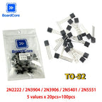 100PCS Transistors Kit 2N2222 2N3904 2N3906 2N5401 2N5551 NPN PNP Transistor Assortment for Arduino Electronics DIY Projects
