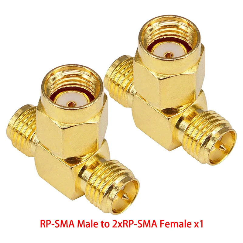1 Piece RP-SMA Female Plug to 2 Dual RP SMA Female Triple T Type RF Adapter RPSMA 3 Way Splitter Coaxial Cable Connector