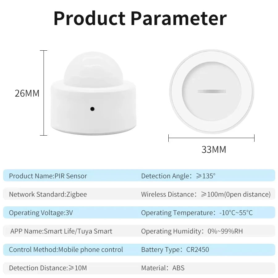 PIR Motion Sensor ZigBee Human Body Infrared Induction Detector Linkage Auto Home Security Alarm for Tuya APP Movement Monitor