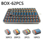 Electrical Wire Connector Set 48/62PCS 2/3/4/5/8 Port Lever Quick Splice Wire Connectors 32A 250V AWG28-12 0.08-4mm2 Storage Box