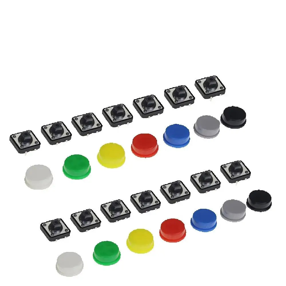 100Set Keycap Tactile Push Button Switch Momentary 12*12*7.3MM Micro Switch Button arduino Assorted Kit For Arduino Raspberry Pi