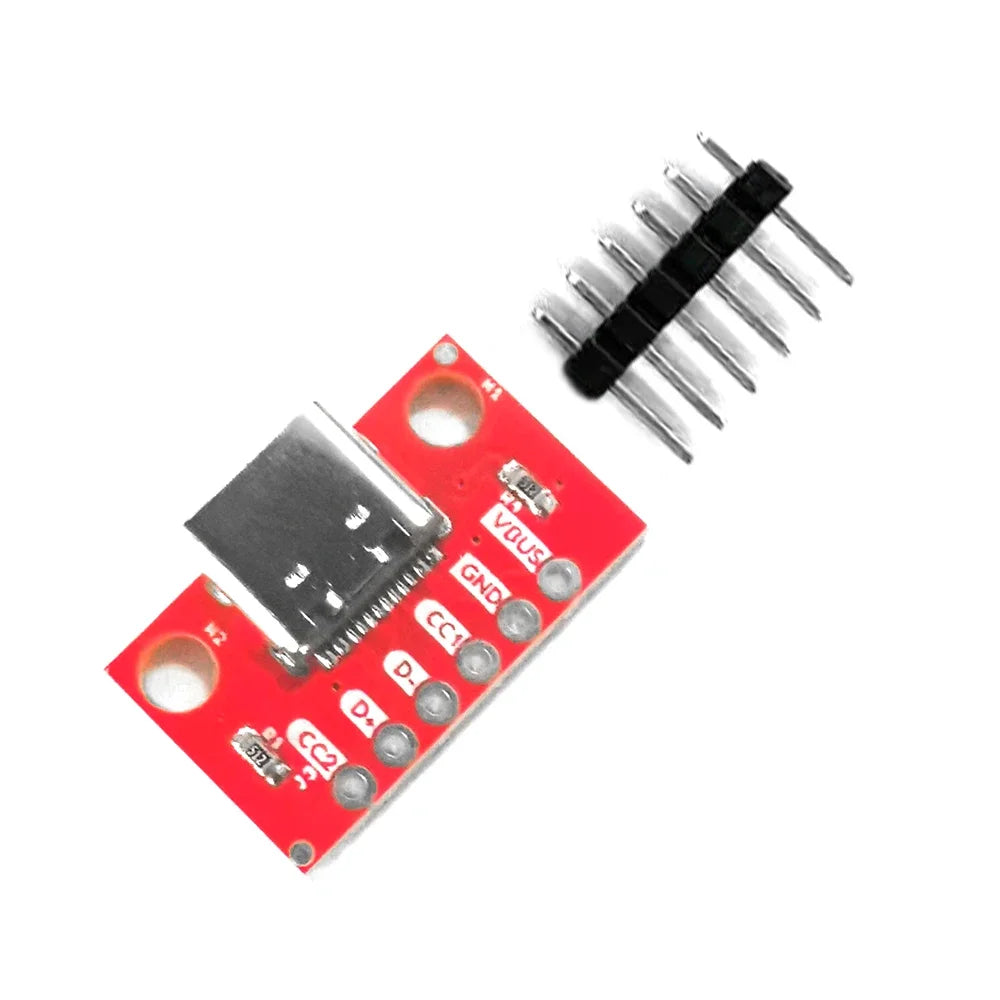 5PCS USB Type C Connector Board 3.1 Serial Basic Breakout Female  Board Red Adapter With Row Needles