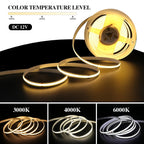DC 12V 24V COB Strip 320Leds/M High Density RA90 White Pink Yellow Ice Blue Red Green Flexible Ribbon Rope LED Light