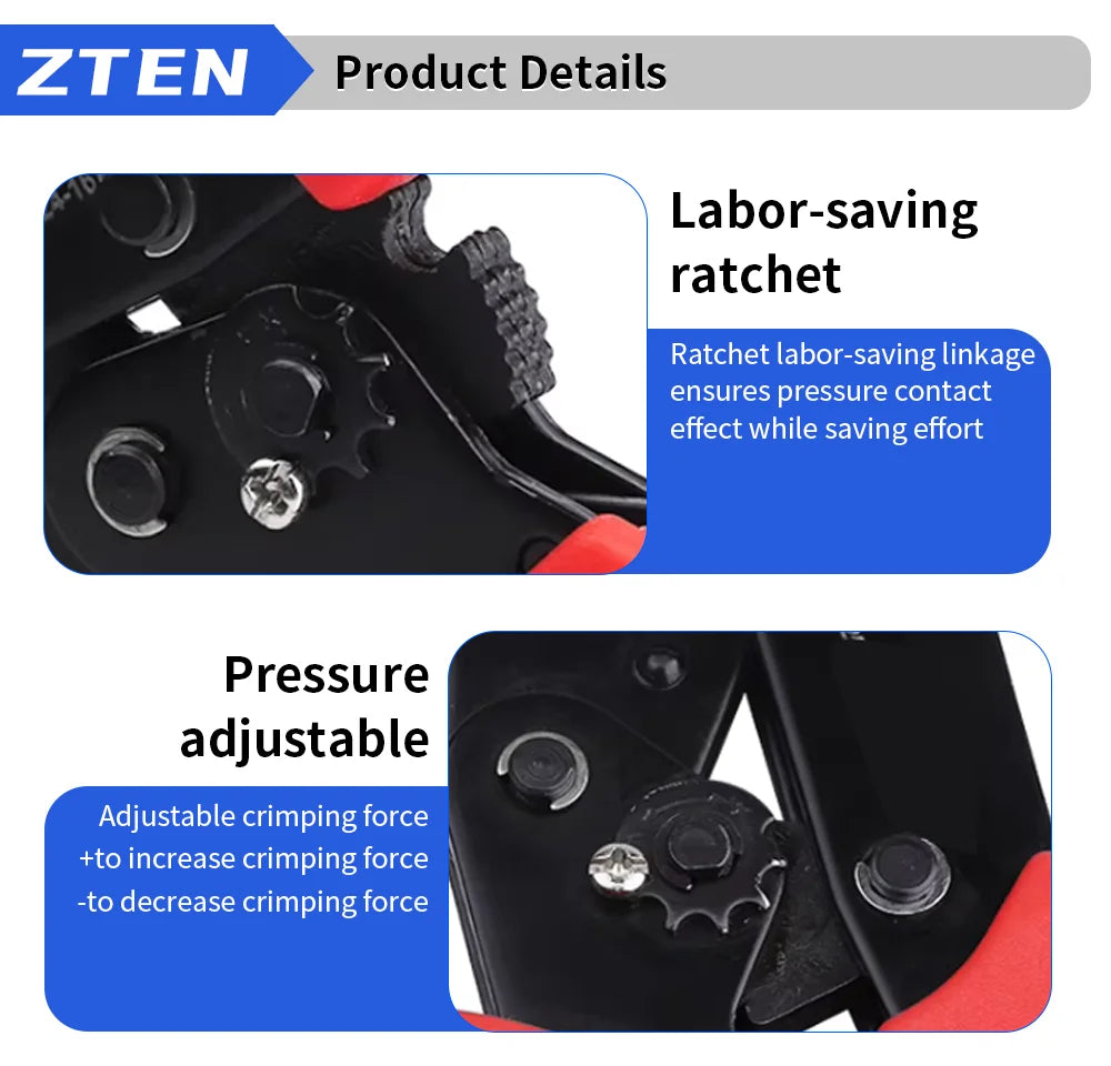 Electrician Pressed Pliers Crimping Tool with Interchangeable Dies Ratcheting Wire Crimper for Electrical Terminals Connector