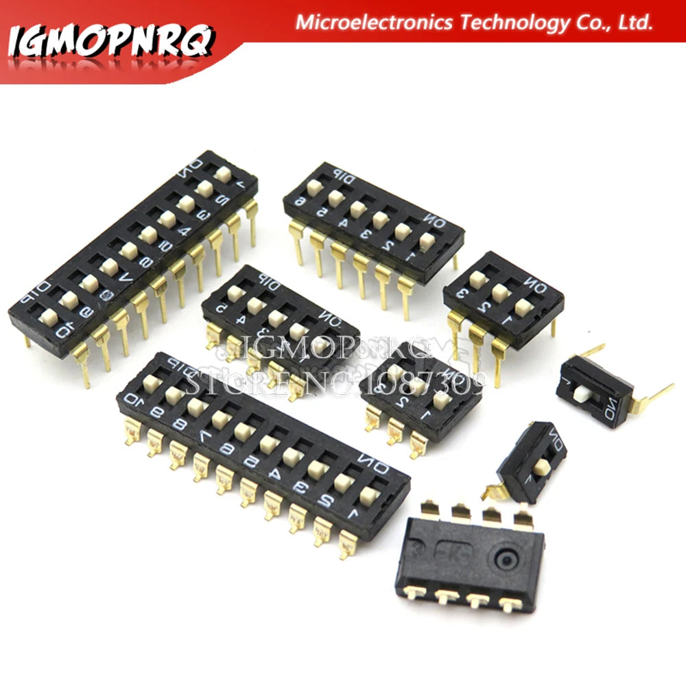 5PCS Toggle switch DIP SMD 1/2/3/4/5/6/8/10PIN ibuw slide switch socket 1 2 3 4 5 6 8 10 bits Pitch 2.54mm Black Snap Switch