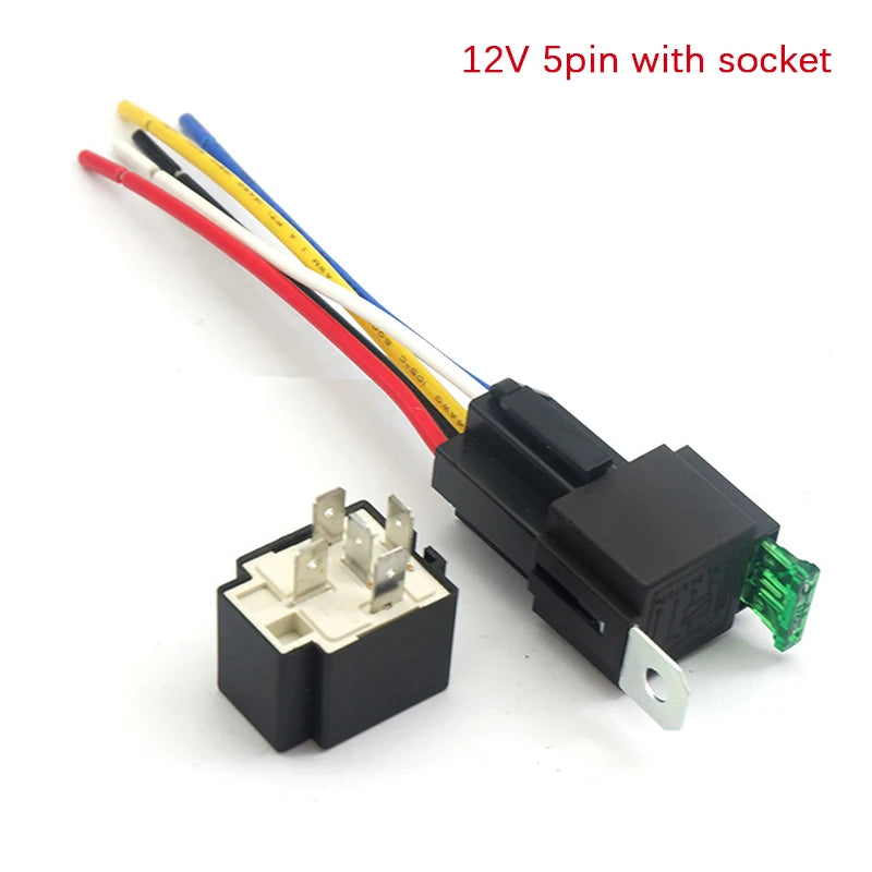 1PC 12V DC 4 Pin Car Automotive Fused Relay 30A Normally Open Relais 30A Fuse with 4pin/5Pin Backrest