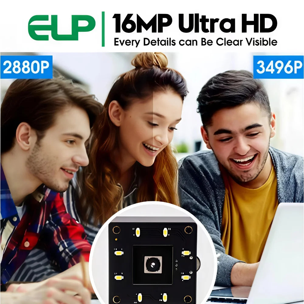 ELP Ultra HD 16MP Autofocus USB Camera IMX298 UVC Driverless Webcam for PC Raspberry Pi Android for Face Recognition