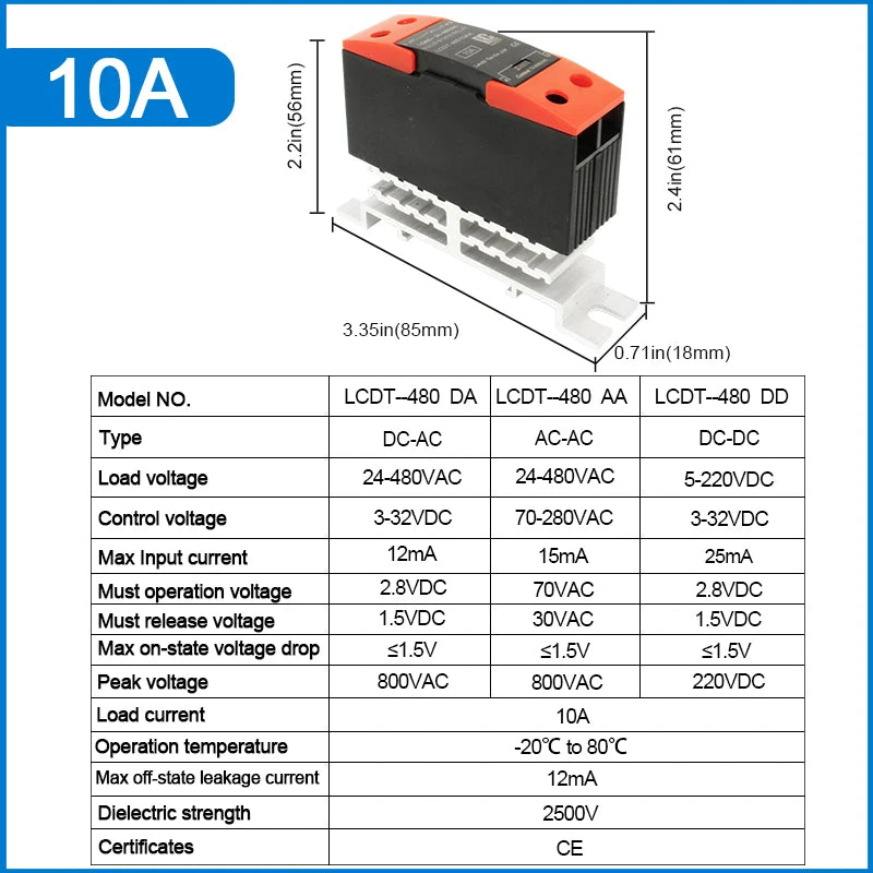 LCTC 10A 25A 40A DIN Rail Solid State Relay Single Phase SSR With Heatsink DC Control AC/ AC Control AC/ DC Control DC