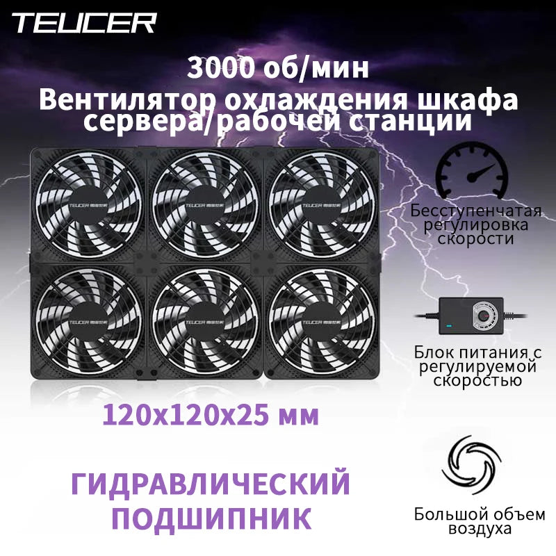TEUCER 220V 3000RPM Computer Server Workstation Cabinet Cooling Fan High Air Volume Case Fan Kit