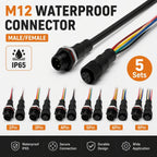 5PCS M12 Metal Panel Mount Connector IP65 Waterproof 2 3 4 5 6 8 Pin Male Female Socket Plug Pigtail Wire Industrial Cable