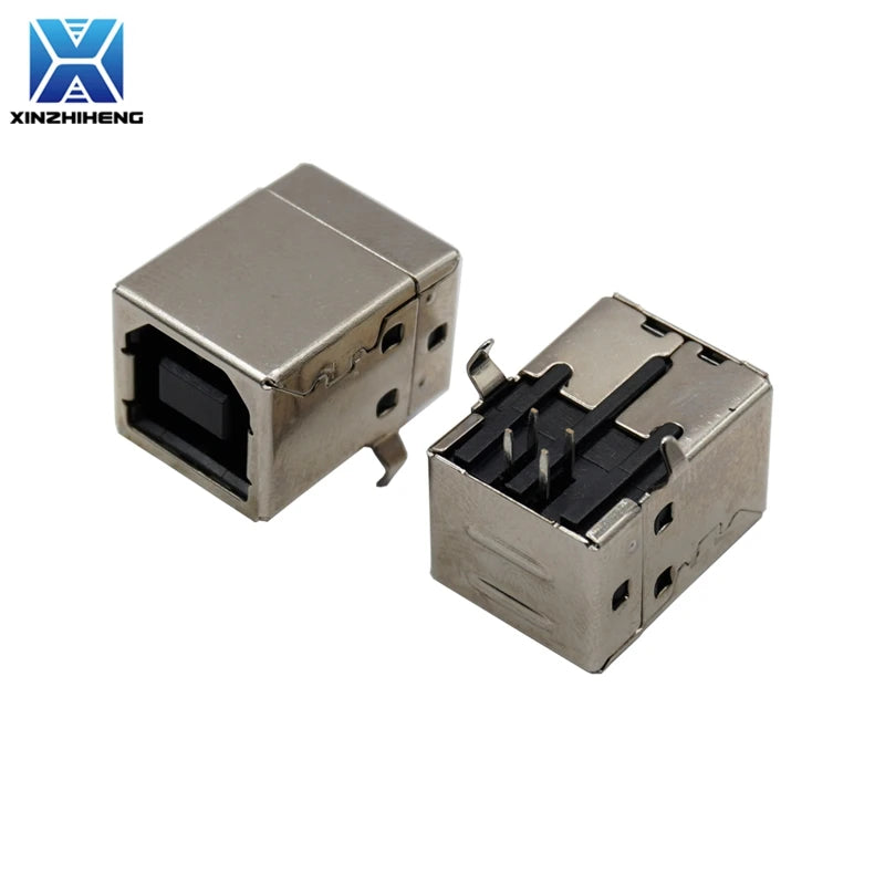 5pcs Square USB-B Type Female Socket 90/180 Degrees 4Pin Right Angle PCB Welding Connector For USB D-type Printer Interface