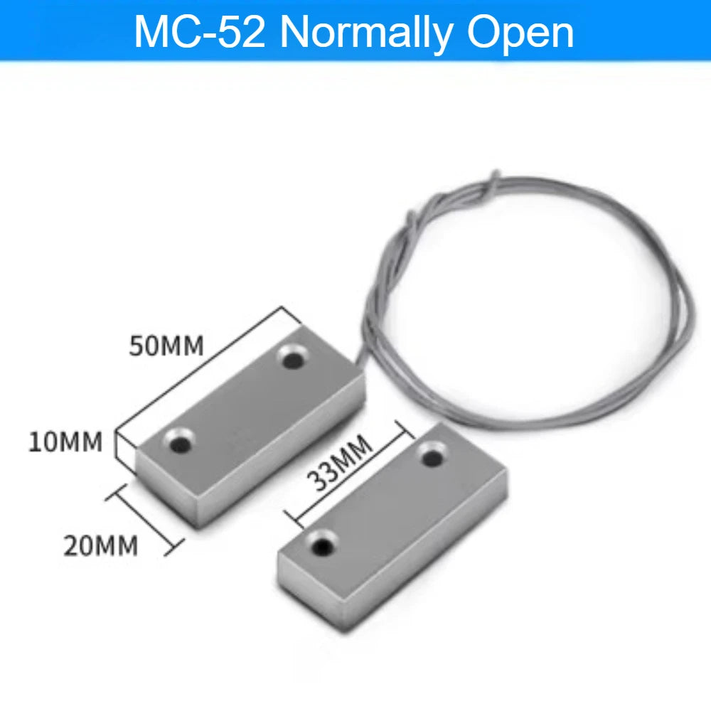 2Pairs MC-52 Wired Magnetic Door Window Contact Switch Heavy Duty Iron Door Sensor Reed Switch for Alarm System Normally Open NC