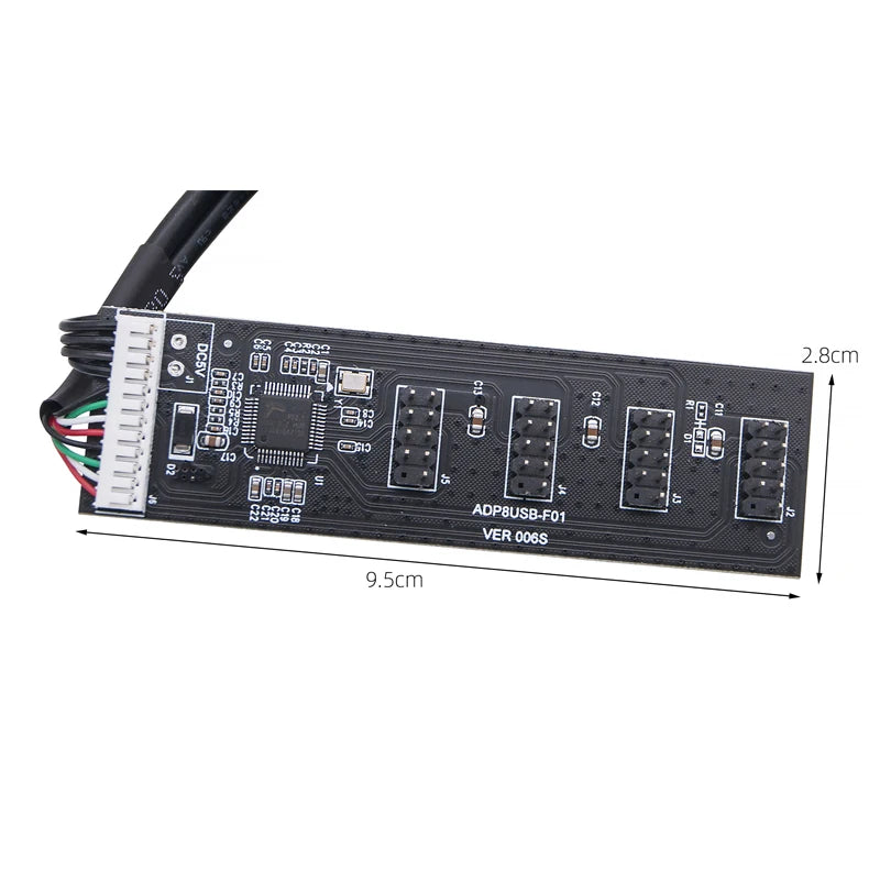 NEW 9Pin to 4x 9Pin Splitter to 8 Port USB2.0 HUB Riser Card FE2.1 Chip 60cm 9-Pin Extension Cable SATA Power Supply for Desktop