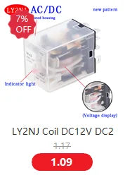 1pcs General Purpose LY2NJ HH62P Electronic Micro Electromagnetic Relay LED Lamp 10A 8 Pins Coil DPDT DC12V 24V AC110V 220V