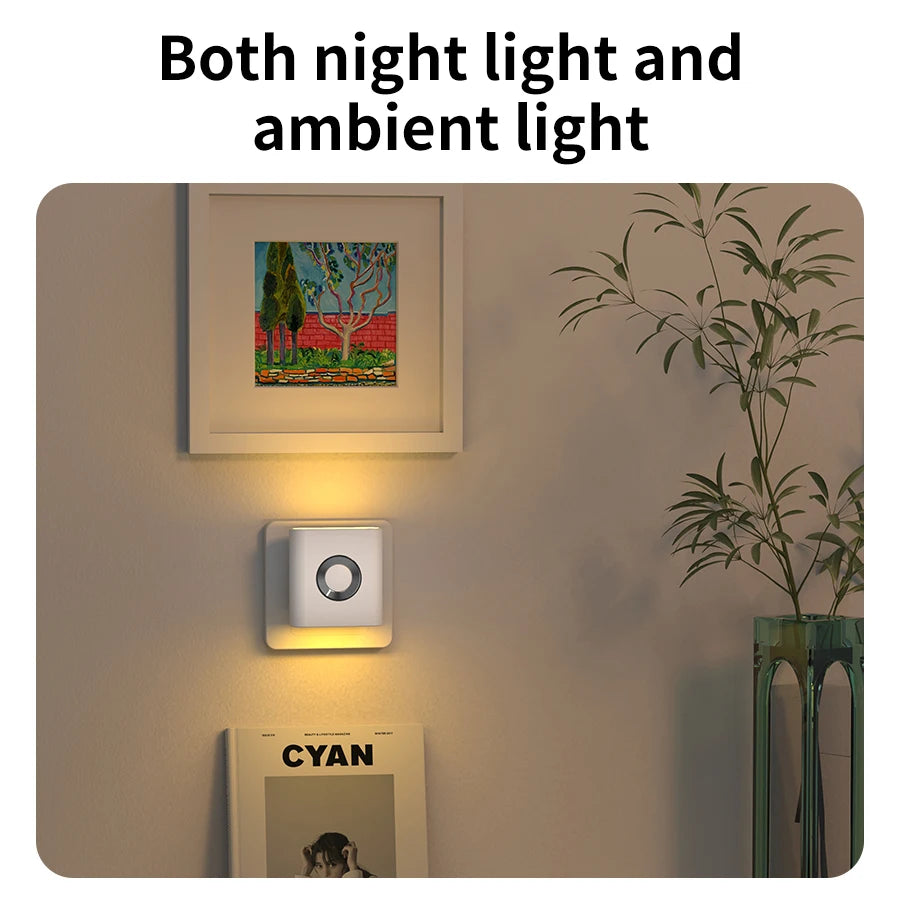 220V Led Night Light with EU Socket Motion Sensor Plug into Wall Lamp Warm White Ambient Light for Toilet Staircase Bedroom