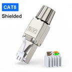 ZoeRax 2PCS RJ45 Cat8 Cat7 Cat6A Toolless Field Termination Plug, Shielded (STP), PoE++ (4PPoE), Modular RJ45 Male Connector