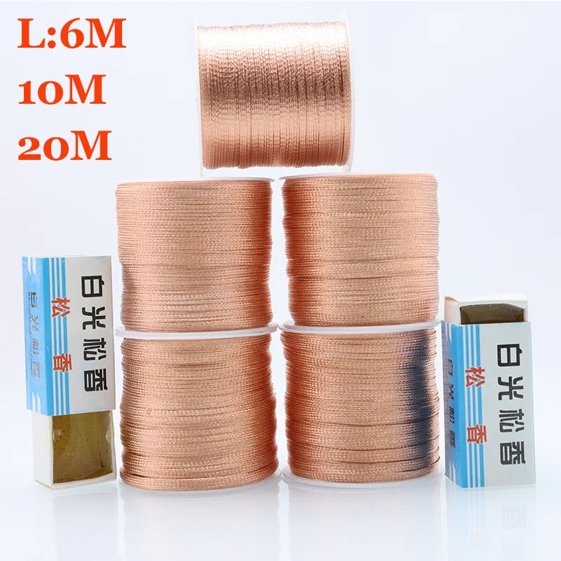 6M/10M/20M Copper Welding Wick Wire Solder Paste Rosin Flux for PCB Board Soldering Iron Oxidation Resistivity Desoldering Braid