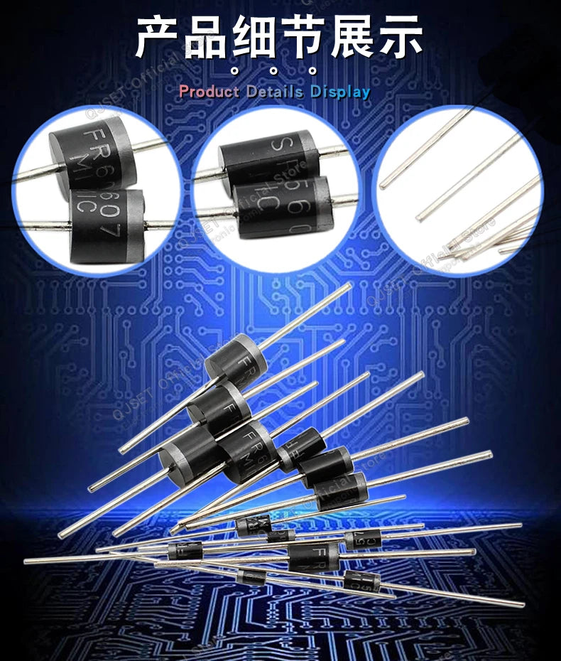 20pcs 6A10 10A10 20A10 30A10 DIP Rectifier Diodes 6A 10A 20A 30A 1000V R-6 High Voltage High Current Backflow Prevention Diode6A