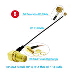 10PCS RF SMA to RF Cable RP-SMA/SMA Female to u.FL/IPX-1 Male Plug Connector WIFI Antenna Jumper RG113 RF1.13 Pigtail