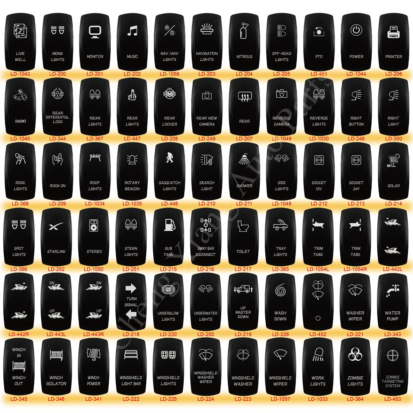 12V-24V Orange Led Rocker Switch Waterproof 20A Amber Light SPST DPDT Toggle Key for Car Boat ATV Camper Motorhome Auto Machine