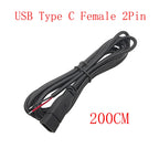 USB Type C Power Supply Cable 2/4 Pin Male Female Socket Type-C Plug Connector Adapter For Data Charging Cables Wires Repair DIY