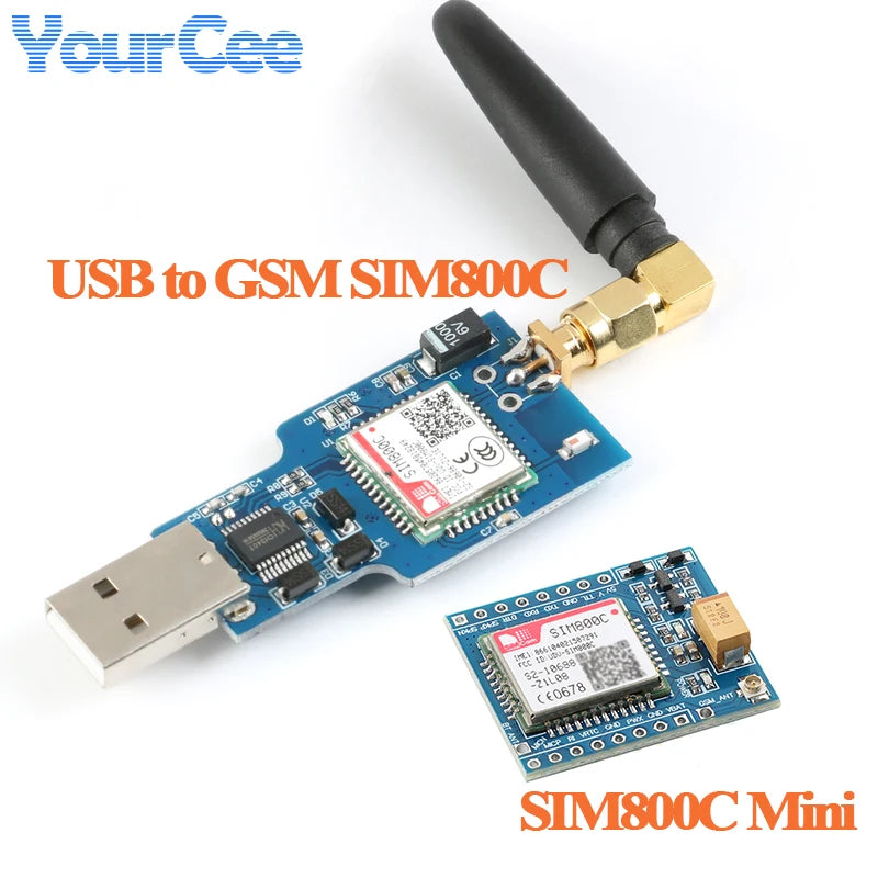 USB to GSM Quad-band GPRS SIM800 SIM800C Module for Wifi Wireless Bluetooth-compatible BLE SMS Messaging With Antenna CH340T