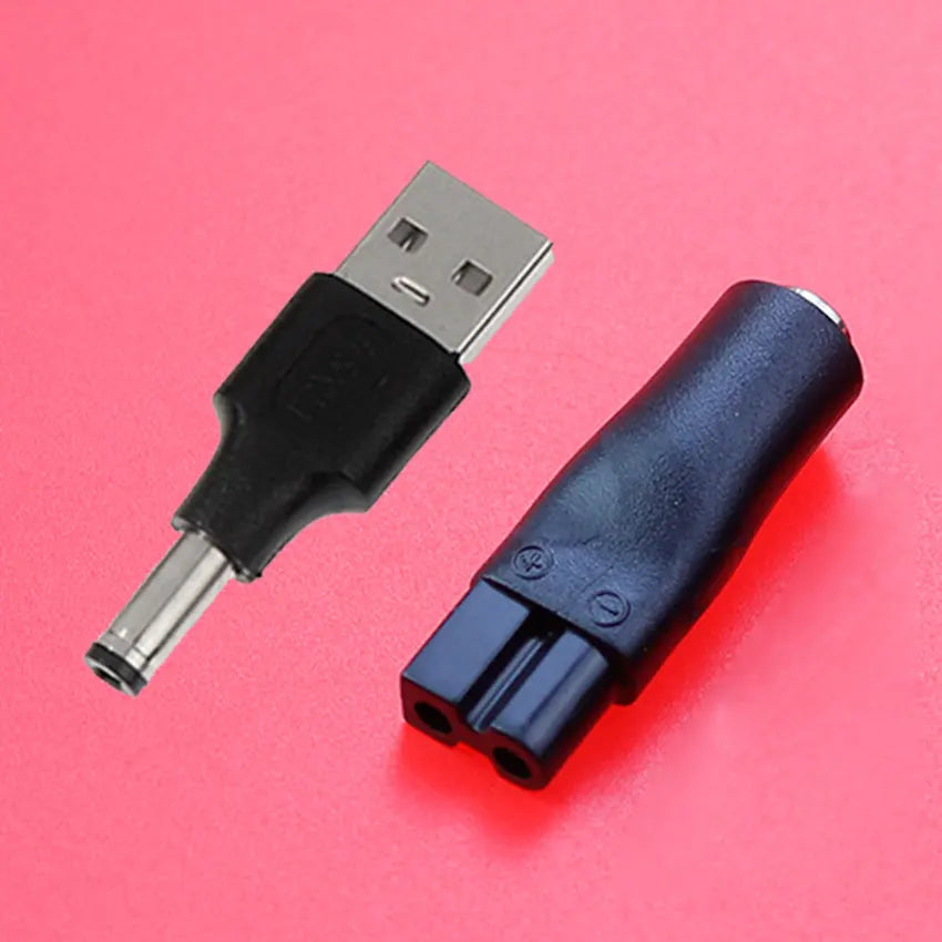 2/7Pcs 5V DC 5.5*2.1mm USB Power Cord Cable Double Hole Charging Adapter Plug For All Kinds Hair Clippers Beard Trimmers Shavers