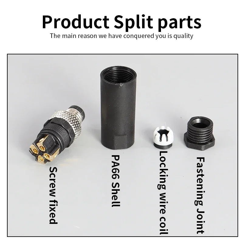 M8 3pin 4pin 5pin sensor connector waterproof male&female plug screw threaded coupling 3 4 5Pin