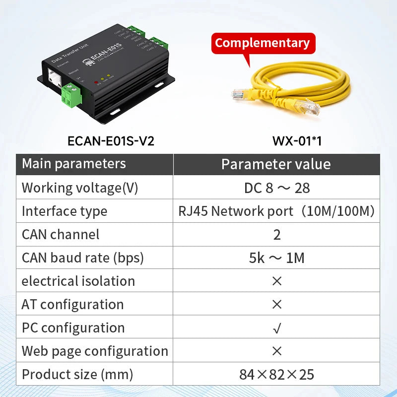 CAN Protocol Converter CAN to TTL/RS485/RS232/RS422/Ethernet/WiFi AT Command EBYTE ECAN Series Modbus TCP UDP