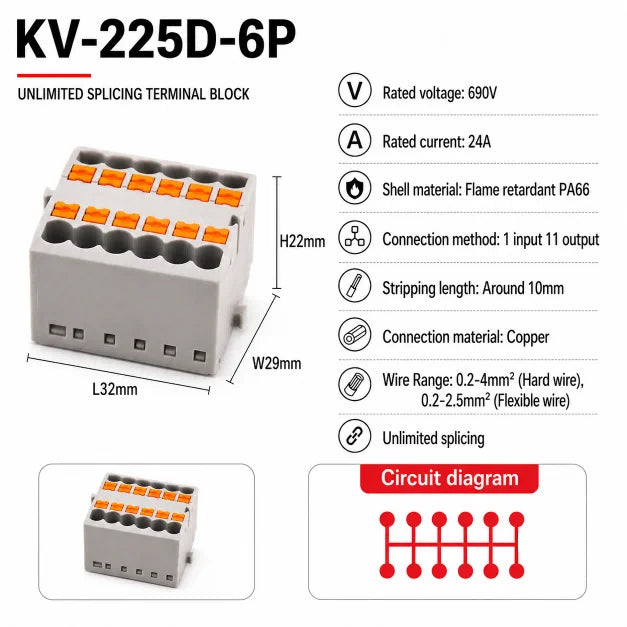 DIN Rail Terminal Block 1/5/10PCS 2.5mm2 Push In Quick Connect Electrical Wire Connector Modular Power Distribution Block