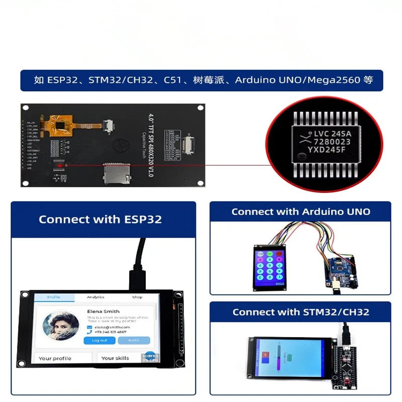 4.0 inch SPI serial TFT LCD capacitive touch screen display module 320*480 support for Arduino